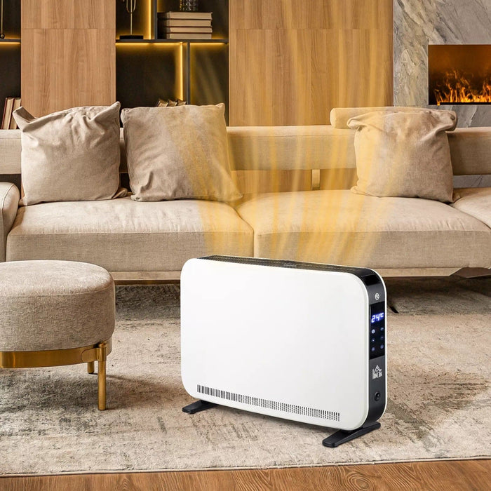 Image of a Compact Modern Portable Electric Heater With Thermostat And Timer 2180W - White