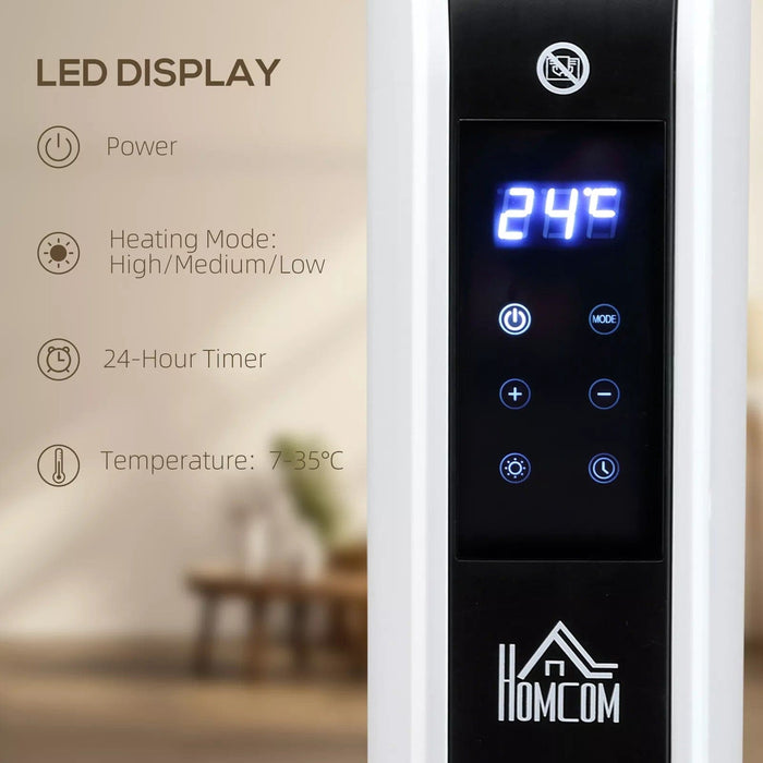 Image of a Compact Modern Portable Electric Heater With Thermostat And Timer 2180W - White