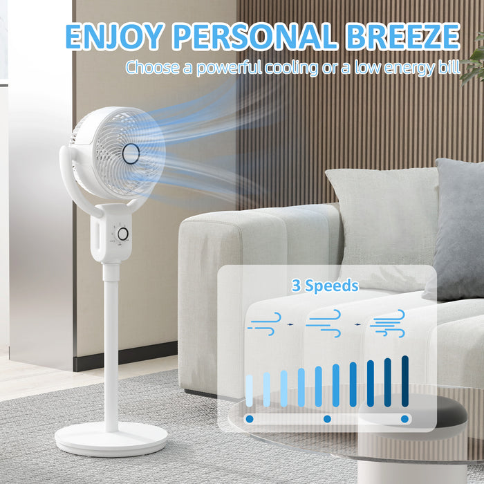 White Pedestal Air Circulation Fan with Oscillating Function by HOMCOM
