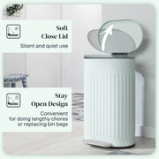 Light Green 30L Metal Kitchen Bin With Soft-Close Lid by HOMCOM