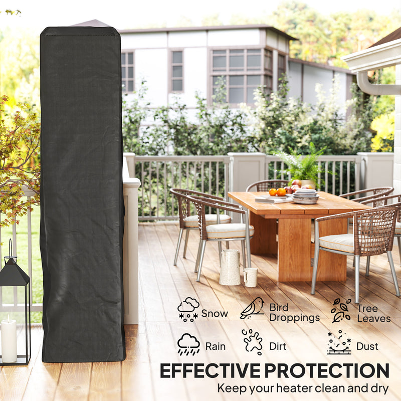 Black Full Length Gas Pyramid Patio Heater Cover UPF 30+ Oxford Fabric with Zip by Outsunny