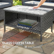 Garden Rattan Furniture Set with Cushions and Coffee Table for Relaxing Outdoors Dark Grey Outsunny