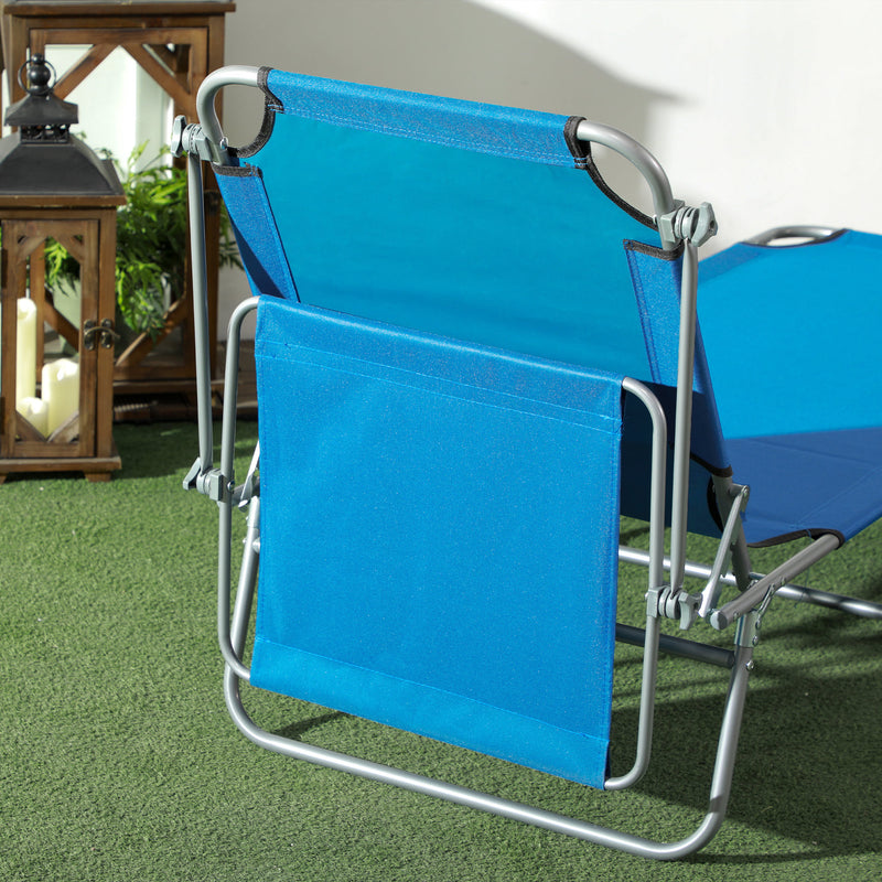 Bright Blue Sun Lounger with Adjustable Face Canopy by Outsunny