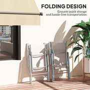 Set of Two Light Grey Aluminium Folding Chairs for Outdoor Use by Outsunny