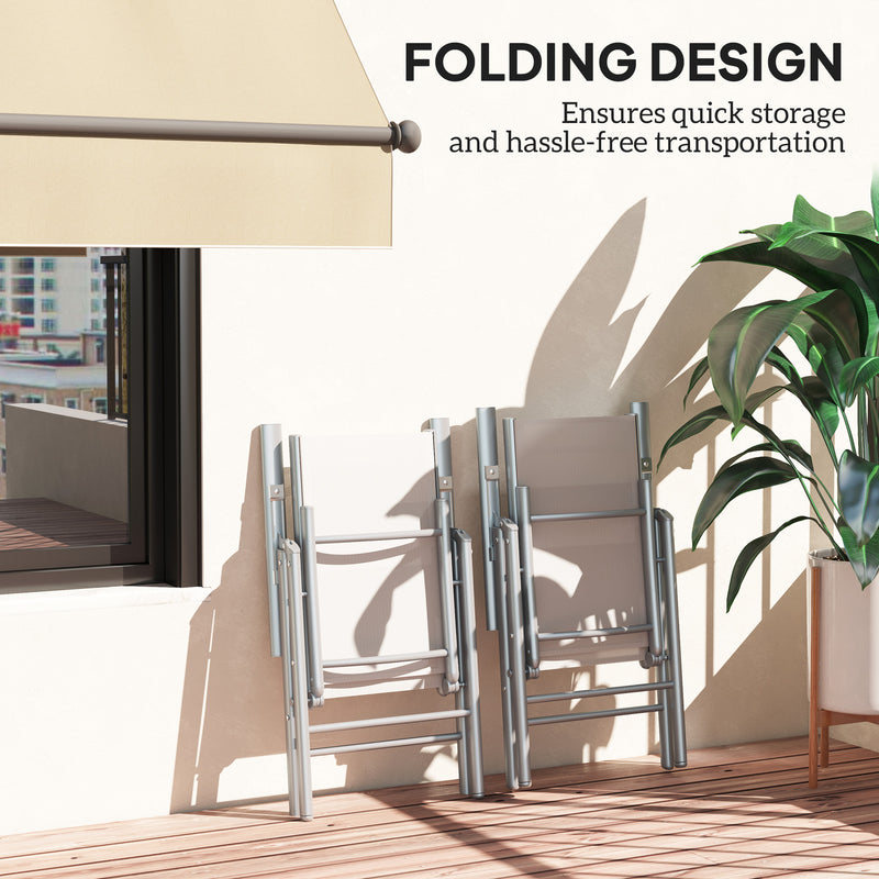 Set of Two Light Grey Aluminium Folding Chairs for Outdoor Use by Outsunny