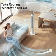 Tower Fan for Bedrooms and Living Rooms with Quiet Operation and Smart Controls White AOSOM