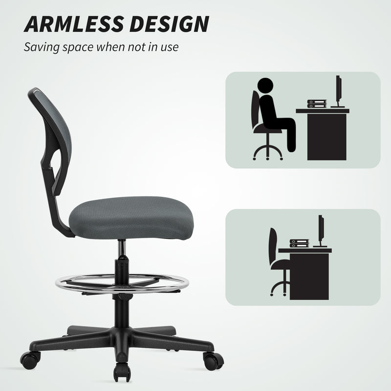 Ergonomic Mesh Standing Desk Chair with Adjustable Footrest for Office Comfort Charcoal Grey