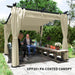 Beige 3 x 3 m Retractable Roof Pergola with Curtains for Garden and Patio by Outsunny