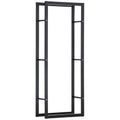 Tall Metal Firewood Log Holder Rack With Tiered Storage For Indoor Outdoor Use Black