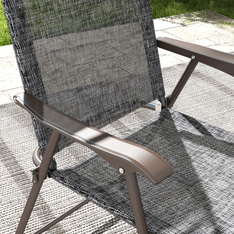Set of 2 Folding Garden Chairs with Breathable Mesh Seats for Outdoor Use Grey AOSOM
