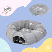 2 in 1 Cat Tunnel and Bed with Hanging Ball and Peek Hole for Indoor Play, Grey AOSOM