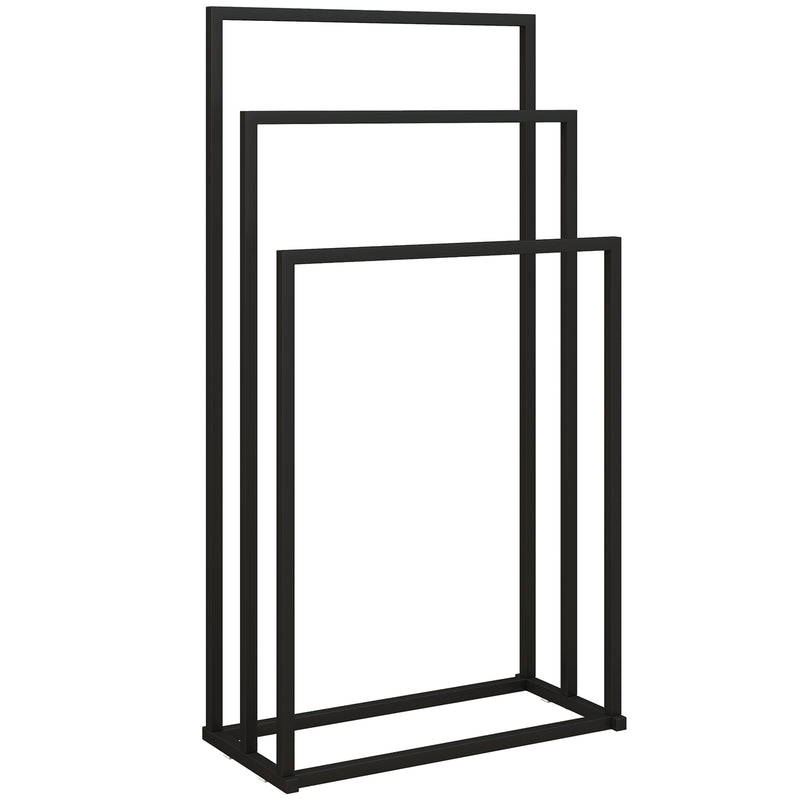 Freestanding Towel Rack for Quick Drying and Storage in Small Bathrooms Black Homcom