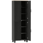 Tall Freestanding Kitchen Pantry Cabinet With Adjustable Shelves For Dining Room Storage, Black
