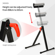 Adjustable Roller Stand for Steady Woodworking Support in Workshops and Garages Black Silver AOSOM