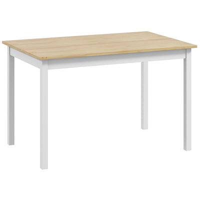 Four Seater Wooden Dining Table with Rustic Farmhouse Style for Kitchen or Dining Room Natural