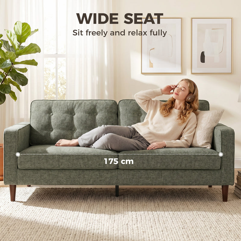 3 Seater Sofa with Spacious Velvet Seating for Comfortable Family Evenings Green
