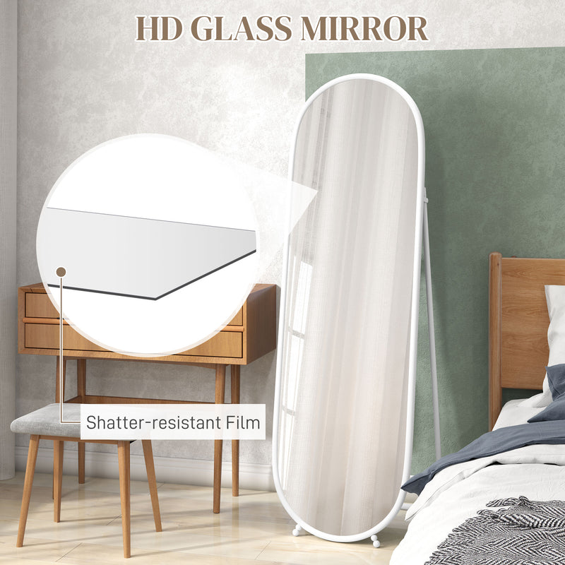Full Length Two Way Curved Mirror for Bedroom or Dressing Room Freestanding, White