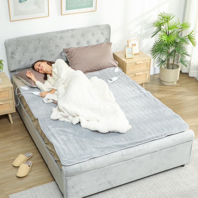 Electric Heated Throw Blanket with 5 Heat Settings and 10 Hour Timer for Cosy Warmth Grey AOSOM