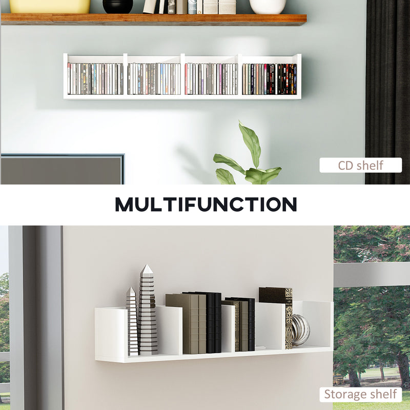 Wall Mounted Media Storage Rack Set Holds 84 CDs or 56 DVDs 4 Cube Shelves White