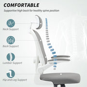 Ergonomic Grey Mesh Swivel Office Chair With Adjustable Lumbar Support and Flip Up Armrests by HOMCOM