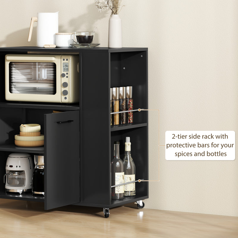 Kitchen Island Trolley with Storage and Wheels for Easy Meal Prep Black