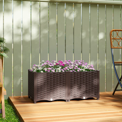 Modular Raised Garden Bed for Easy Planting on Patios and Balconies, Brown Outsunny