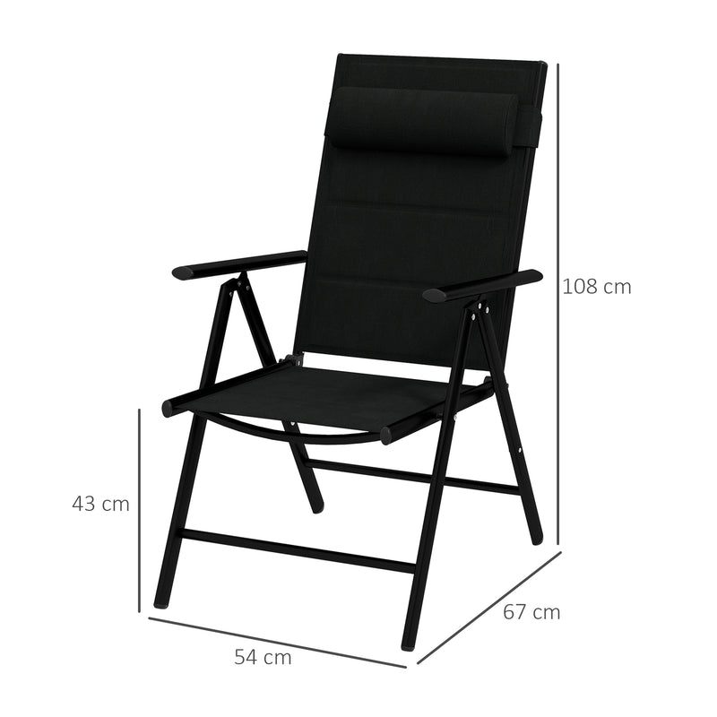 Set of 2 Black Garden Chairs with Armrests and Cushions for Relaxing Outdoor Seating