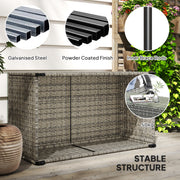 Dark Grey Rattan Side Table With Glass Top 90 x 50cm by Outsunny