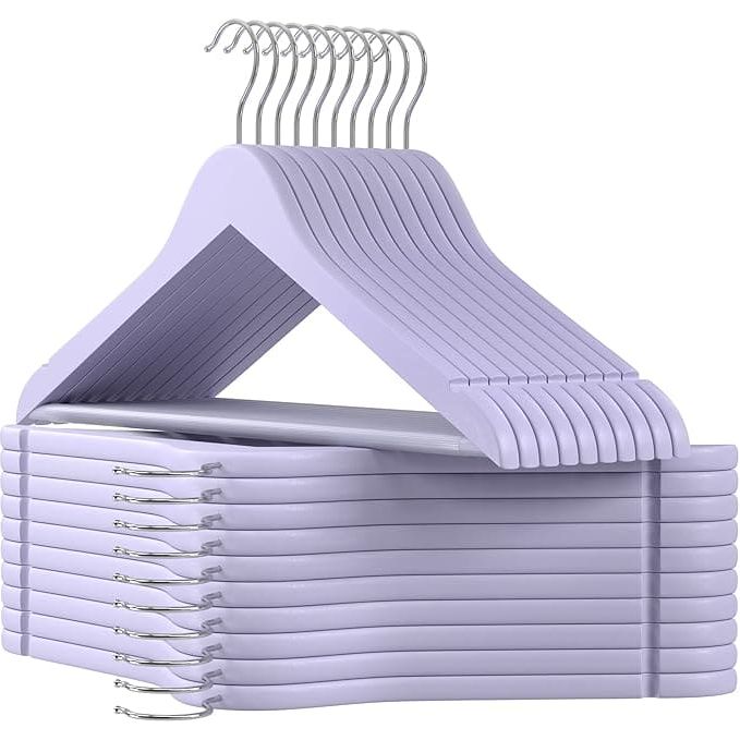 Quality Wooden Clothes Hangers, Purple, 20 Pack Songmics