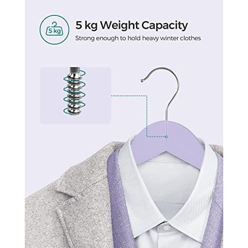 Quality Wooden Clothes Hangers, Purple, 20 Pack Songmics