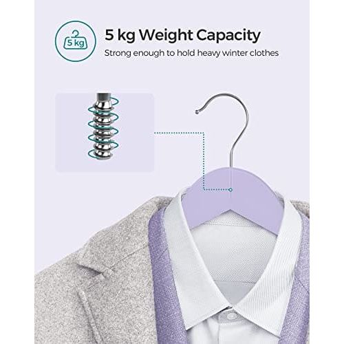 Quality Wooden Clothes Hangers, Purple, 20 Pack