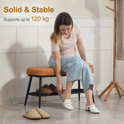 PU Leather Shoe Storage Bench With Padded Seat and Hidden Compartment, Brown