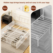 Double Metal Bed Frame with Minimalist Design for Modern Bedrooms White