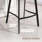 Set of 2 PU Leather Bar Stools with Backrest and Footrest for Kitchen or Breakfast Bar Light Brown