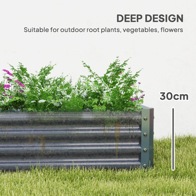 Silver 180 x 90cm Galvanised Steel Raised Garden Planter for Vegetables by Outsunny
