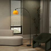 Floor Lamp with Curved Head for Cosy Living Room Lighting Black Orange Homcom