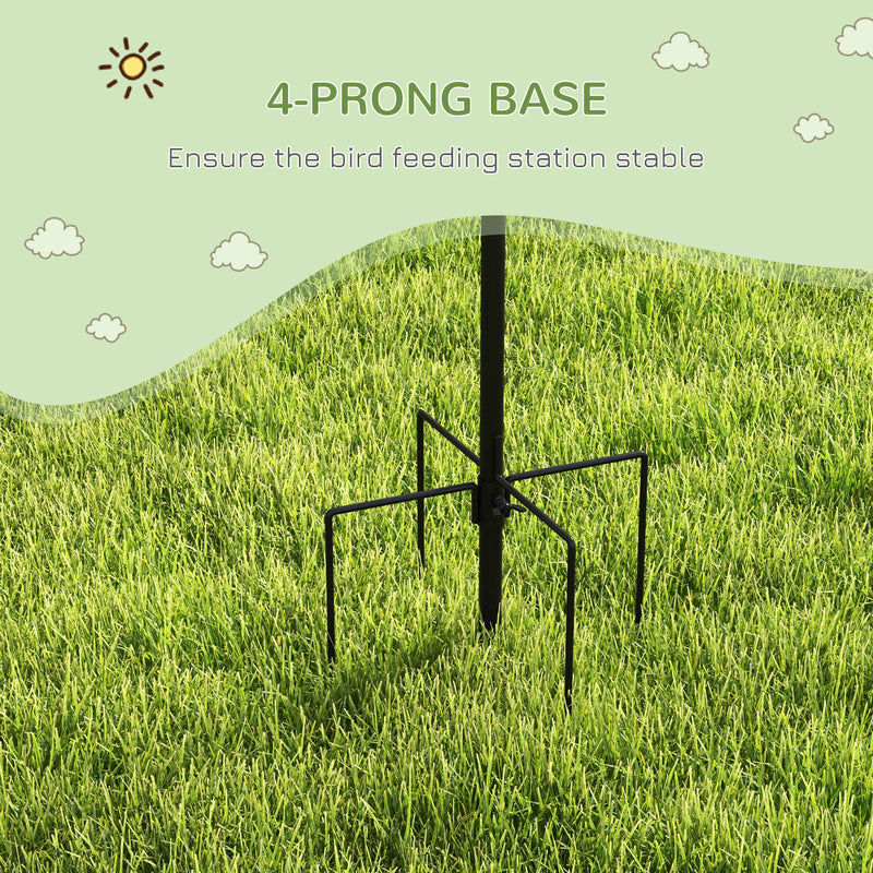 Wild Bird Feeding Station with 6 Hooks and 4 Feeders for Garden Outdoor Use, Black