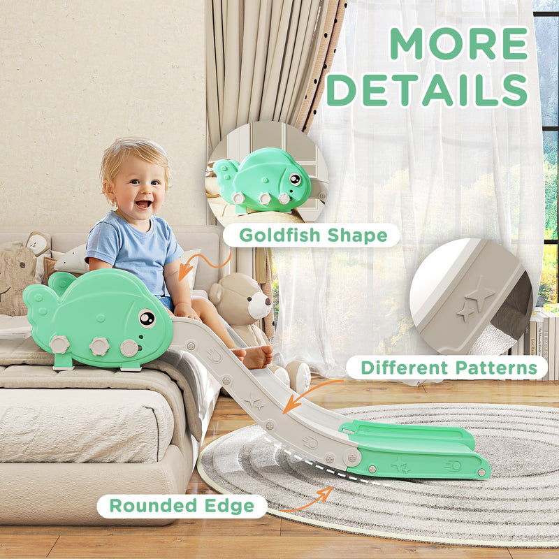 Kids Sofa Slide 130cm HDPE Toddler Slide for Sofa Bed Stairs Easy to Assemble Green by AIYAPLAY AOSOM