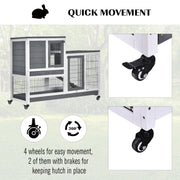 2 Tier Wooden Hutch for Guinea Pigs and Small Pets Ideal for Indoor Use Grey