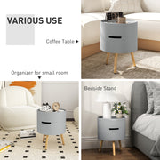 Grey 3 Tier Round Coffee Table with Hidden Storage and Detachable Tray by HOMCOM