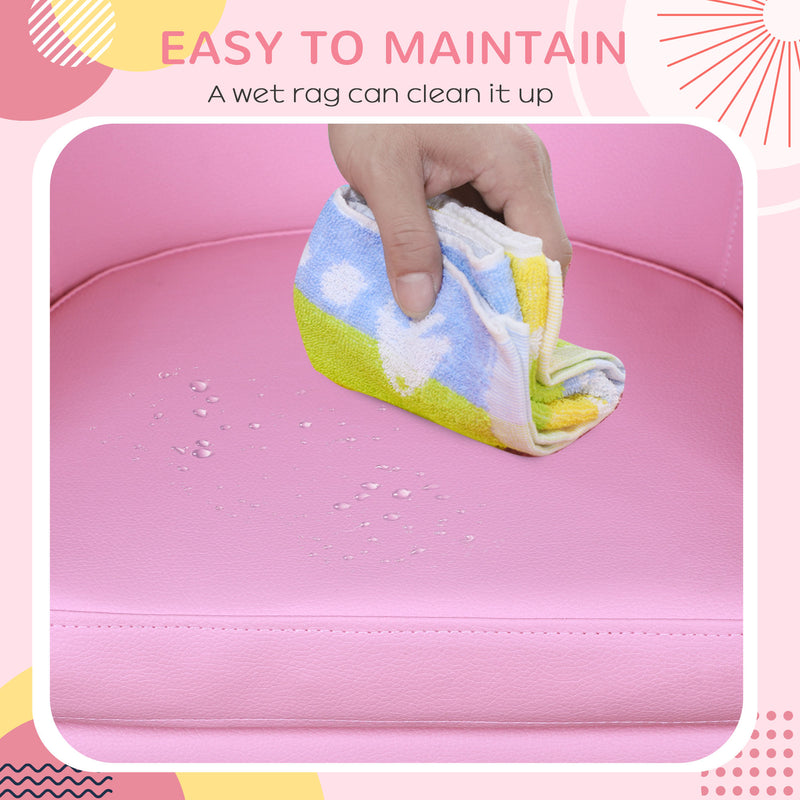 Kids Toddler Armchair With Footstool Thick Padded Seat For Reading And Play, Pink