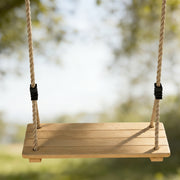 Wooden Garden Swing Set for Children with Adjustable Ropes and Easy Tree Hanging Natural Wood AOSOM