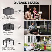 Garden Gazebo With Polycarbonate Hard Top Roof for All Weather Shelter and Privacy, Dark Grey Outsunny