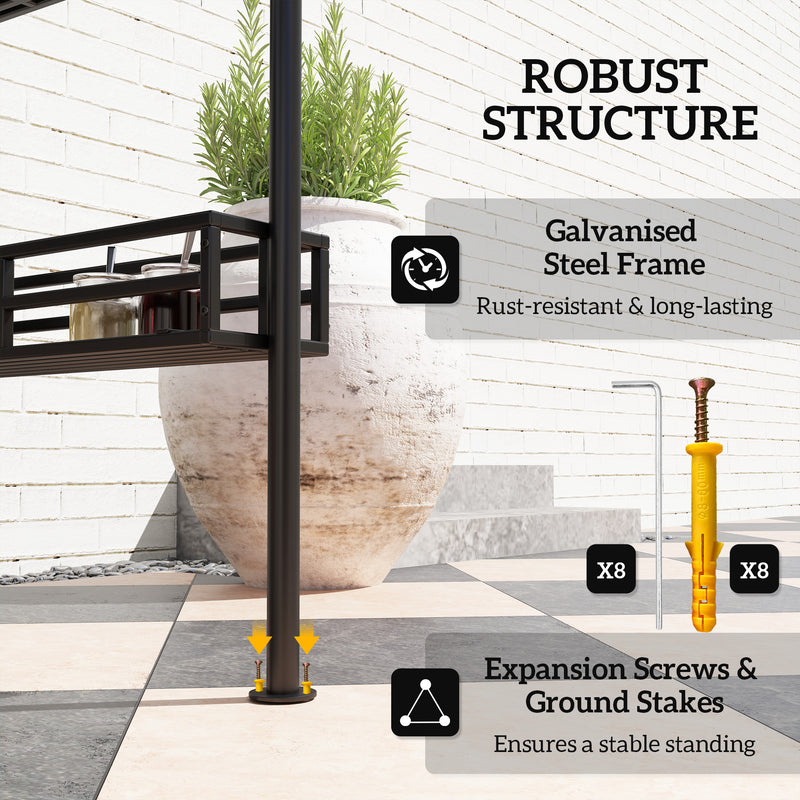 Grey BBQ Grill Gazebo with Shelves 150 x 240cm by Outsunny