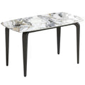 4 Seat Dining Table with Easy Clean Sintered Stone Marble Effect Top for Family Meals White & Black Homcom