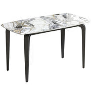 4 Seat Dining Table with Easy Clean Sintered Stone Marble Effect Top for Family Meals White & Black Homcom