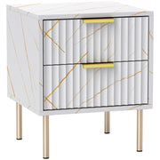 White Elegant 2 Drawer Bedside Table for Bedroom Storage by HOMCOM