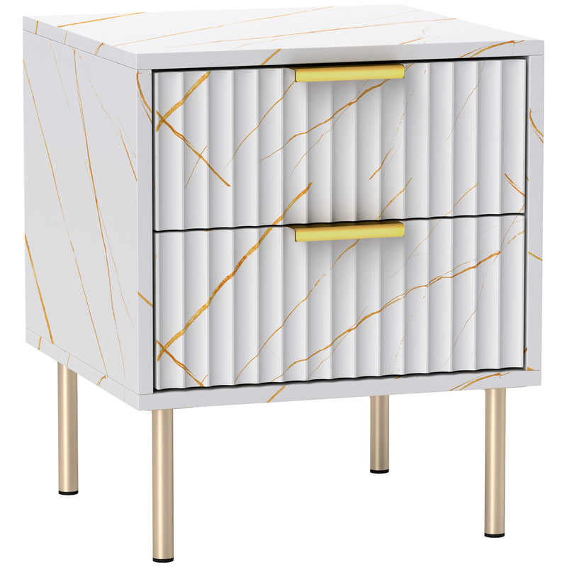 White Elegant 2 Drawer Bedside Table for Bedroom Storage by HOMCOM