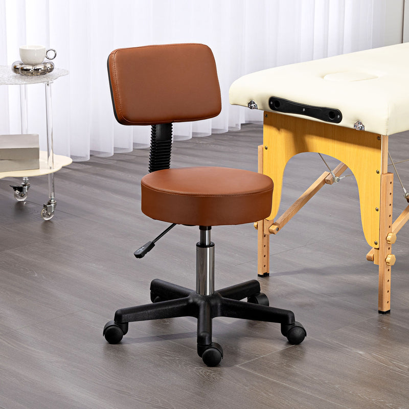 Swivel Salon Chair with Adjustable Height and Padded Seat for Hairdressers Brown
