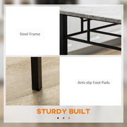 Five Piece Dining Table Set with Marble Effect Top for Modern Kitchens Grey Black